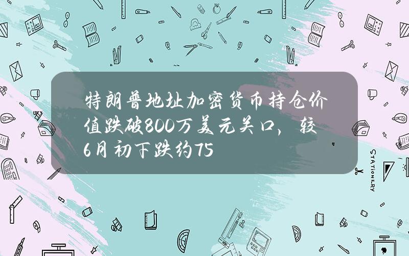 特朗普地址加密货币持仓价值跌破800万美元关口，较6月初下跌约75%