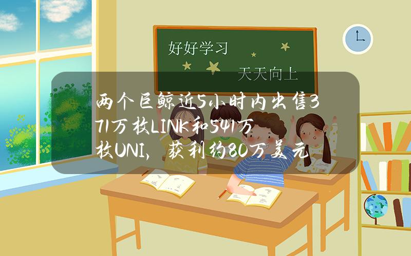 两个巨鲸近5小时内出售37.1万枚LINK和54.1万枚UNI，获利约80万美元