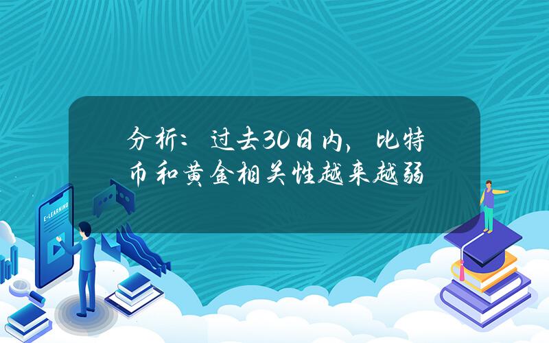 分析：过去30日内，比特币和黄金相关性越来越弱