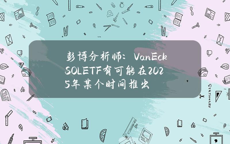 彭博分析师：VanEckSOLETF有可能在2025年某个时间推出