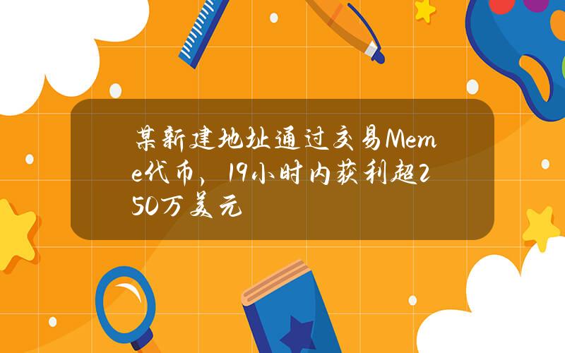 某新建地址通过交易Meme代币，19小时内获利超250万美元