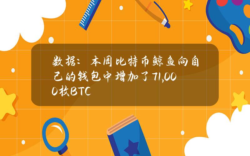 数据：本周比特币鲸鱼向自己的钱包中增加了71,000枚BTC