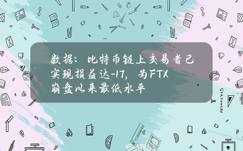 数据：比特币链上交易者已实现损益达-17%，为FTX崩盘以来最低水平