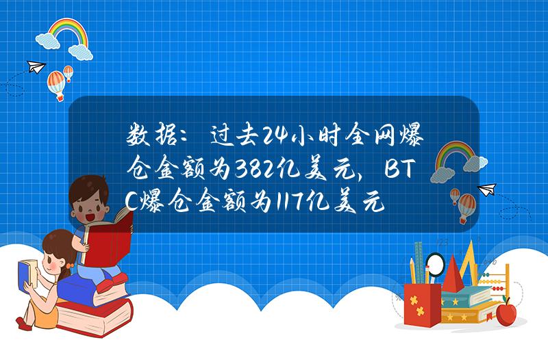 数据：过去24小时全网爆仓金额为3.82亿美元，BTC爆仓金额为1.17亿美元