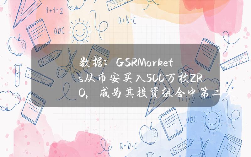 数据：GSRMarkets从币安买入500万枚ZRO，成为其投资组合中第二大头寸