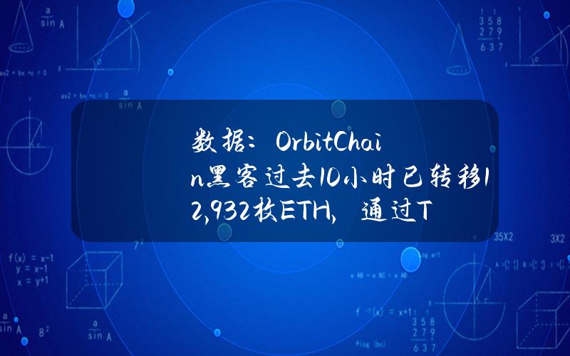 数据：OrbitChain黑客过去10小时已转移12,932枚ETH，通过TornadoCash完成洗钱