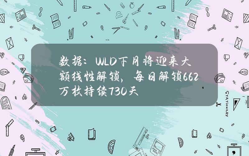 数据：WLD下月将迎来大额线性解锁，每日解锁662万枚持续730天