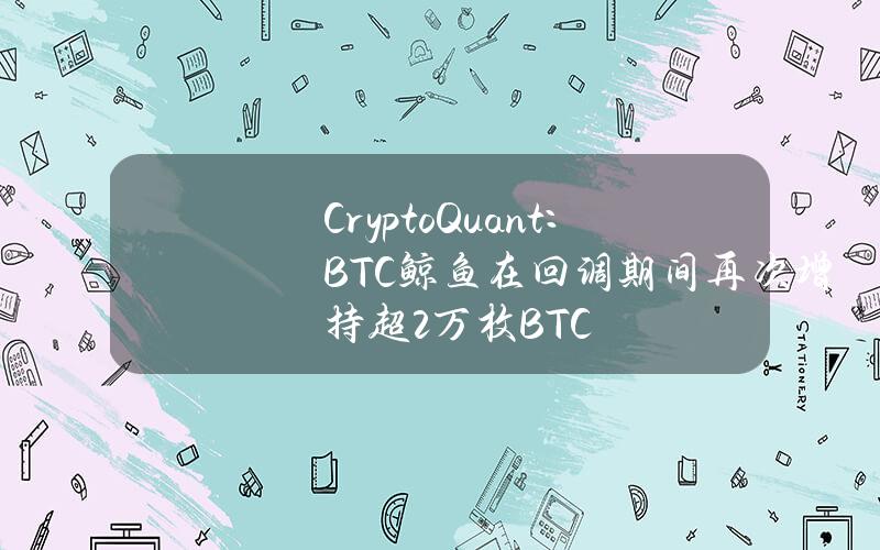 CryptoQuant：BTC鲸鱼在回调期间再次增持超2万枚BTC