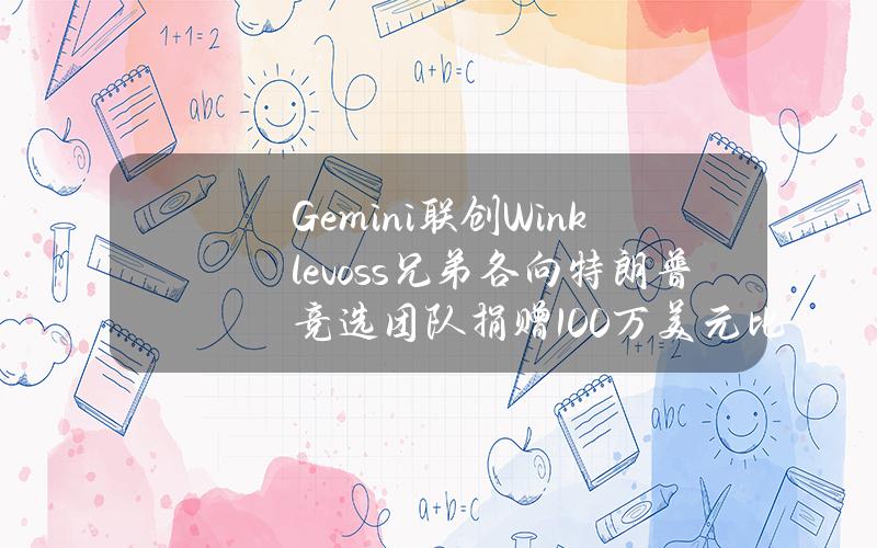 Gemini联创Winklevoss兄弟各向特朗普竞选团队捐赠100万美元比特币