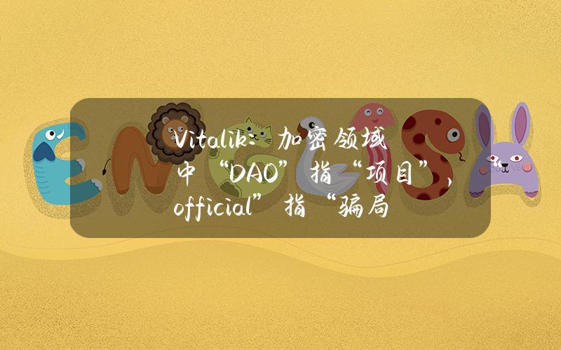 Vitalik：加密领域中“DAO”指“项目”，“official”指“骗局”